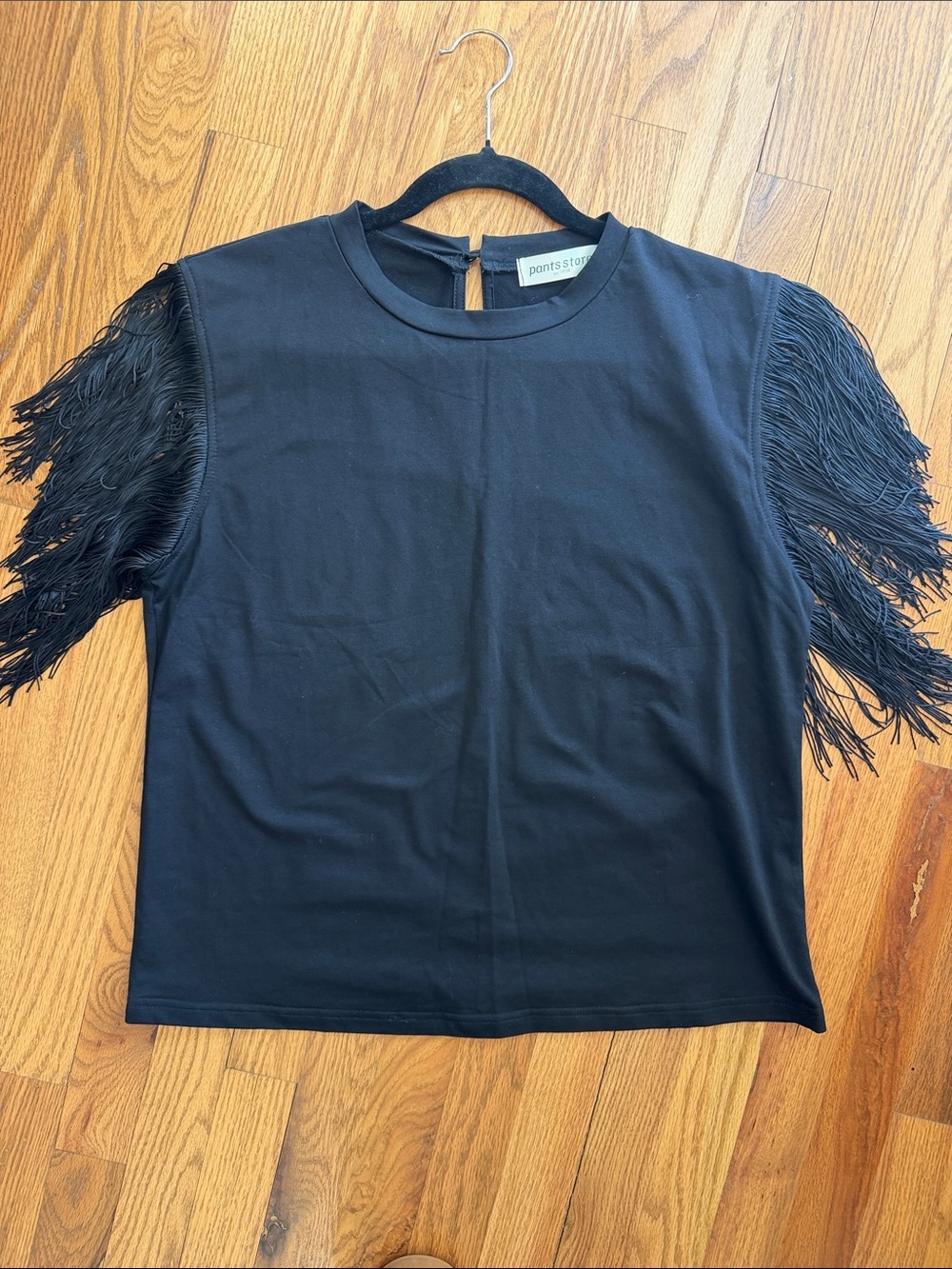 Black Fringe Sleeve Women's Top, L - Bikercore, Flapper, Chic